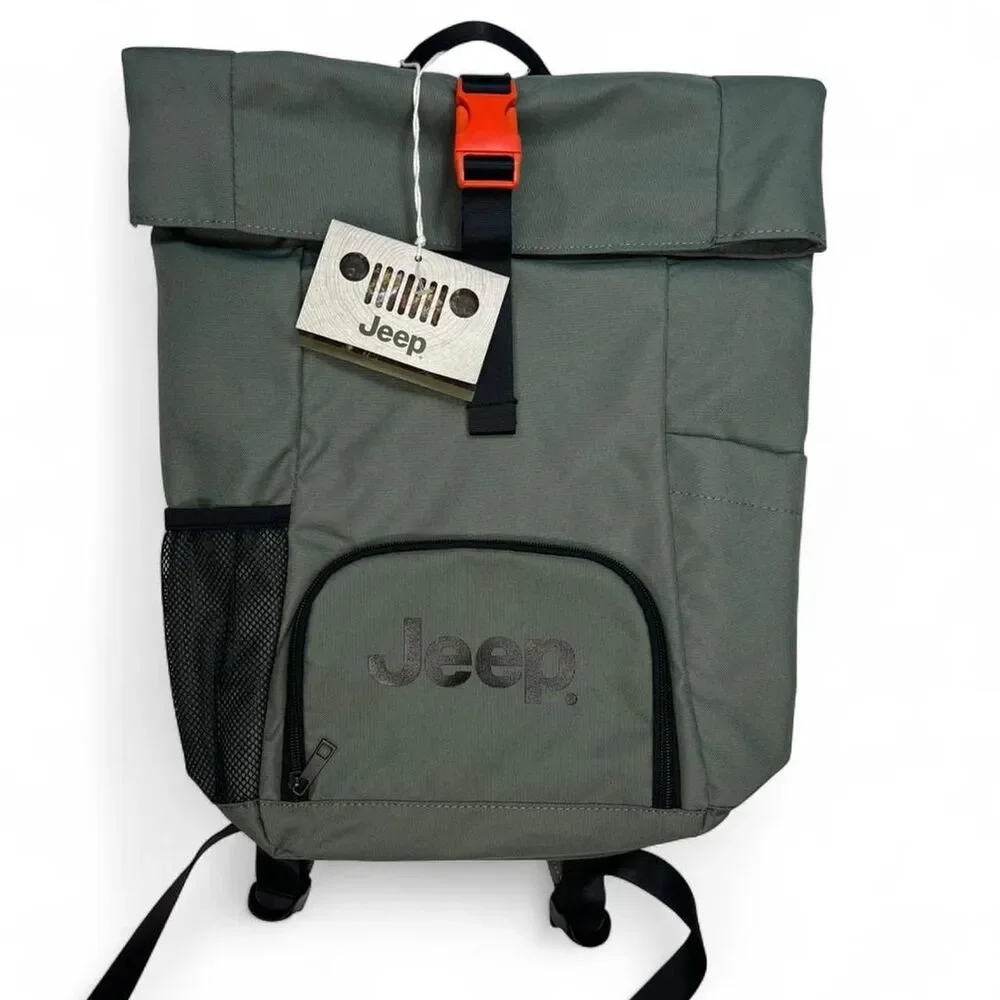 Jeep Roll Top Backpack Travel School New Army Green Gift